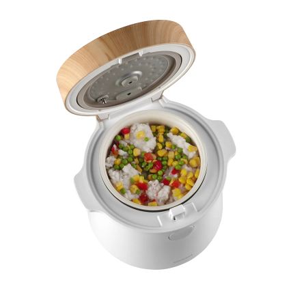 Concept RE3030 - Digitale rijstkoker 2-in-1 380W/230V 1,5 l wit/houtdecor
