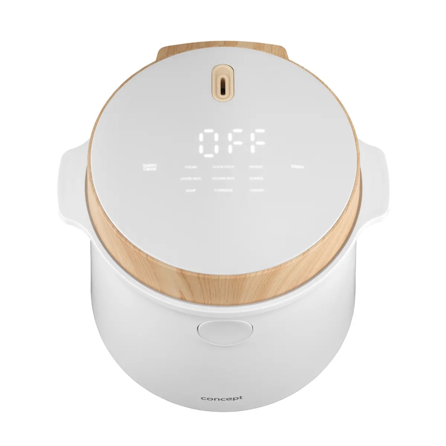 Concept RE3030 - Digitale rijstkoker 2-in-1 380W/230V 1,5 l wit/houtdecor