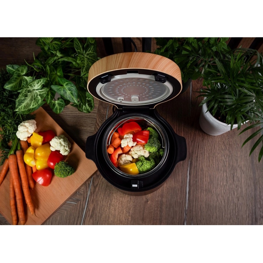 Concept RE4040 - Digitale rijstkoker 2-in-1 450W/230V 2 l zwart/houtdecor