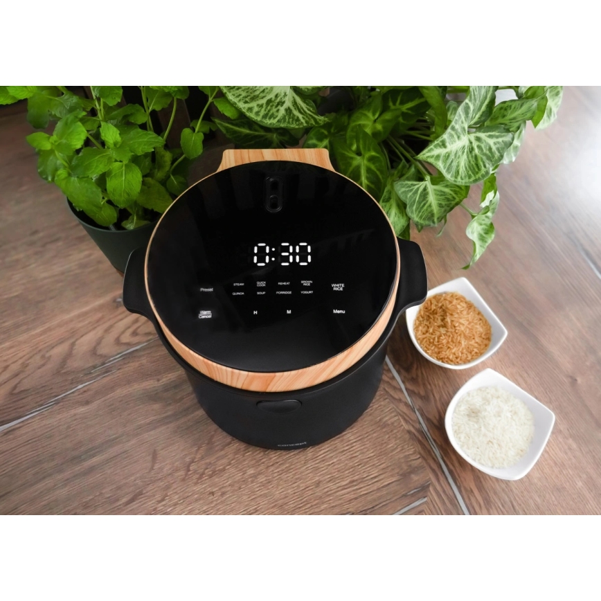 Concept RE4040 - Digitale rijstkoker 2-in-1 450W/230V 2 l zwart/houtdecor