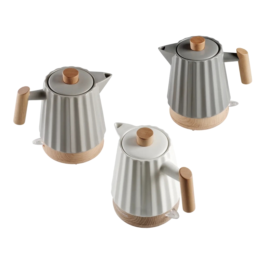 Concept RK0090 - Waterkoker 1,5 l 1500W/230V wit/houtdecor/keramiek