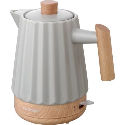 Concept RK0091 - Elektrische waterkoker 1,5 l 1500W/230V lichtgrijs/houtdecor/keramiek