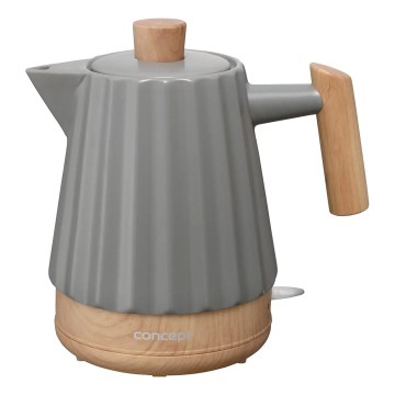 Concept RK0092 - Waterkoker 1,5 l 1500W/230V donkergrijs/houtdecor/keramiek
