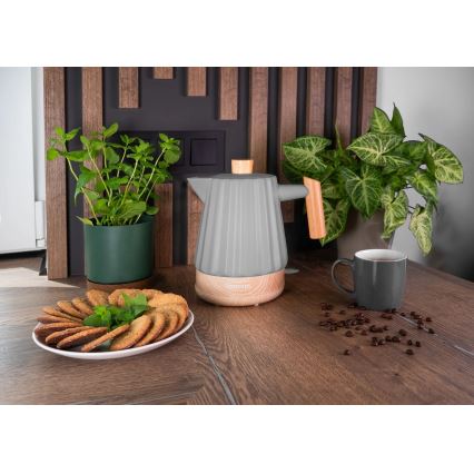 Concept RK0092 - Waterkoker 1,5 l 1500W/230V donkergrijs/houtdecor/keramiek