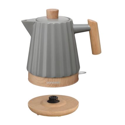 Concept RK0092 - Waterkoker 1,5 l 1500W/230V donkergrijs/houtdecor/keramiek