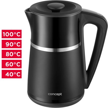 Concept RK3100 - Waterkoker met temperatuurregeling 1,7 l 2200W/230V zwart