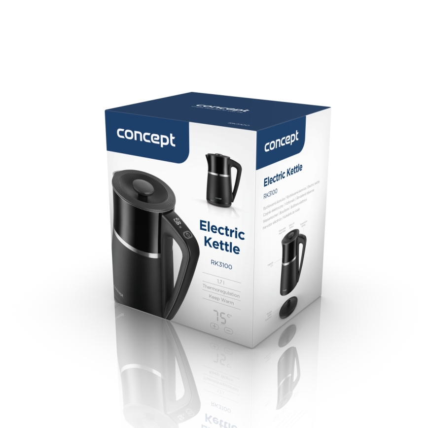 Concept RK3100 - Waterkoker met temperatuurregeling 1,7 l 2200W/230V zwart