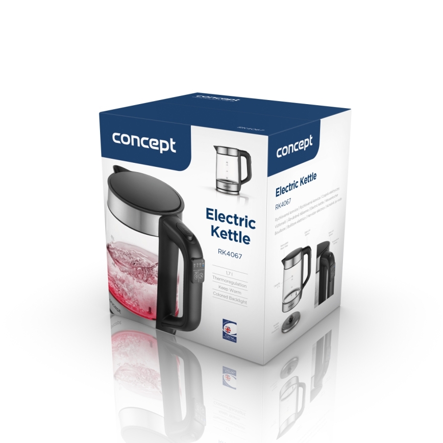 Concept RK4067 - Waterkoker met temperatuurregeling, 1,7 l, 2200 W/230 V, roestvrij staal
