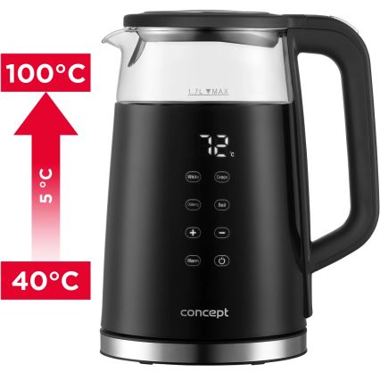 Concept RK4100 - Snelle waterkoker met temperatuurregeling, 1,7 l, 2200W/230V, zwart