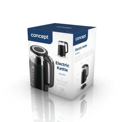 Concept RK4100 - Snelle waterkoker met temperatuurregeling, 1,7 l, 2200W/230V, zwart