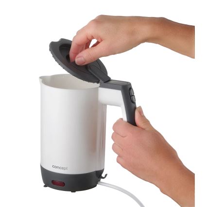 Concept RK7030 - Reiswaterkoker 0,5 l 1080W/230V grijs/wit + 2 kopjes