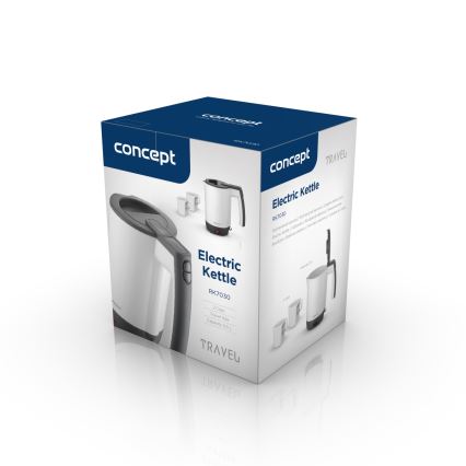 Concept RK7030 - Reiswaterkoker 0,5 l 1080W/230V grijs/wit + 2 kopjes