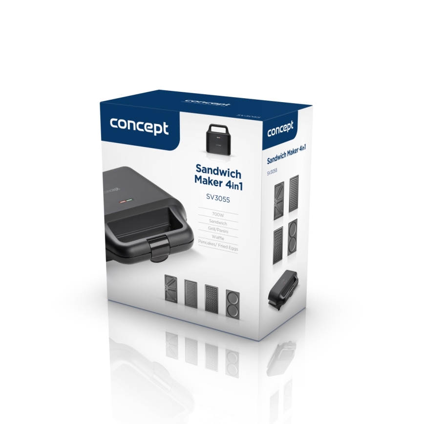Concept SV3055 - Sandwich maker 4in1 700W/230V zwart