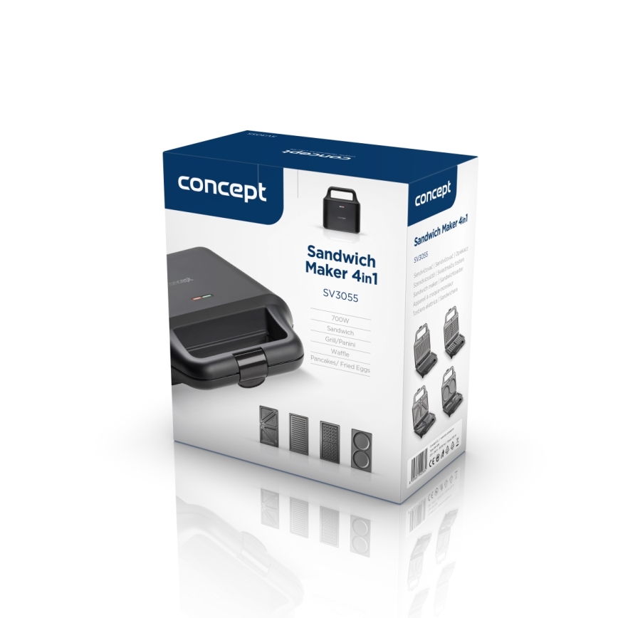 Concept SV3055 - Sandwich maker 4in1 700W/230V zwart