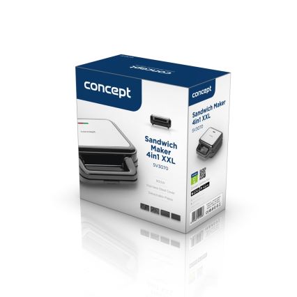 Concept SV3070 - XXL 4-in-1 Broodrooster 900W/230V zwart/roestvrij staal