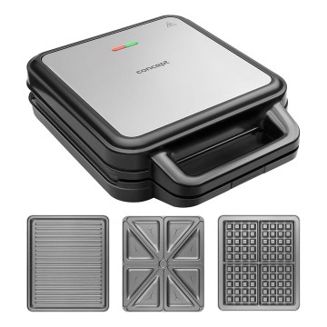 Concept SV3080 - Sandwich maker FAMILY 3in1 1200W/230V zwart/roestvrij