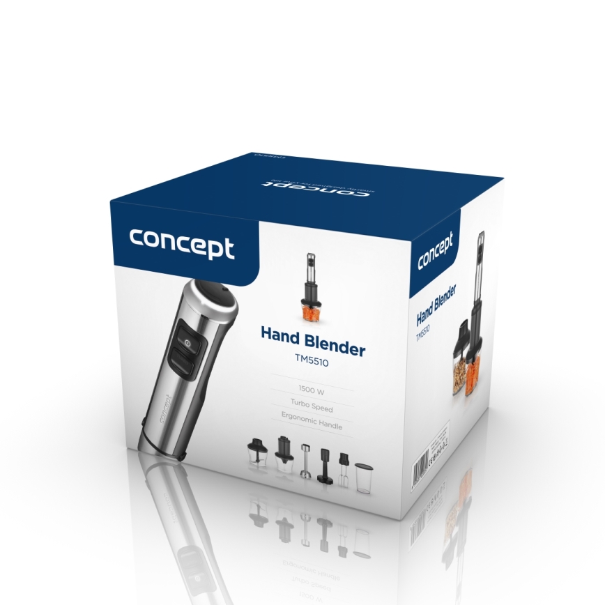 Concept TM5510 - Staafmixer met accessoires 1500W/230V zwart/roestvrij