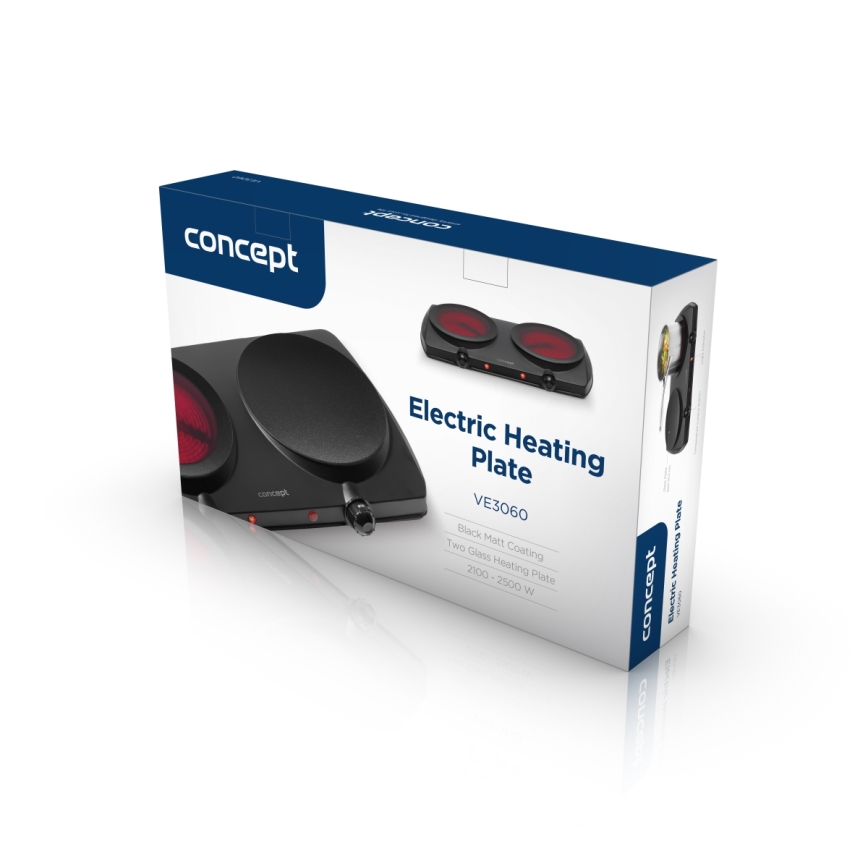 Concept VE3060 - Tweepits kookplaat 2500W/230V zwart
