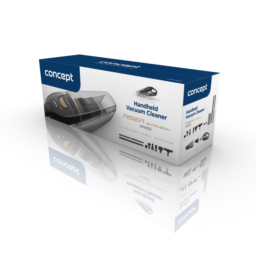 Concept VP4353-Handstofzuiger WET & DRY RISER EXTENSION 110W/18,5V 2200 mAh zwart
