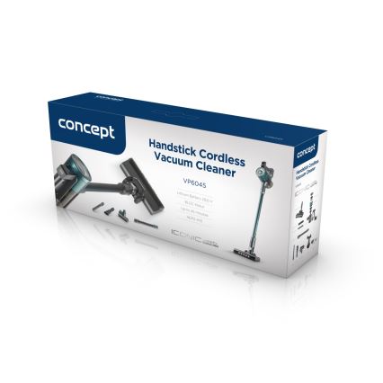 Concept VP6045 - 2-in-1 steel- en handstofzuiger ICONIC SUCTION PRO 450W/29,6V 2500 mAh blauw