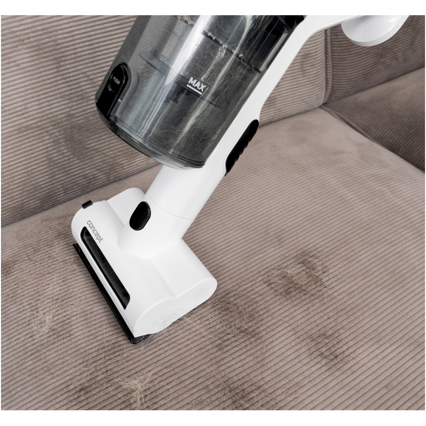 Concept VP6125 - 2-in-1 steel- en handstofzuiger ICONIC Comfort Telescope 400W/29,6V 2000 mAh wit