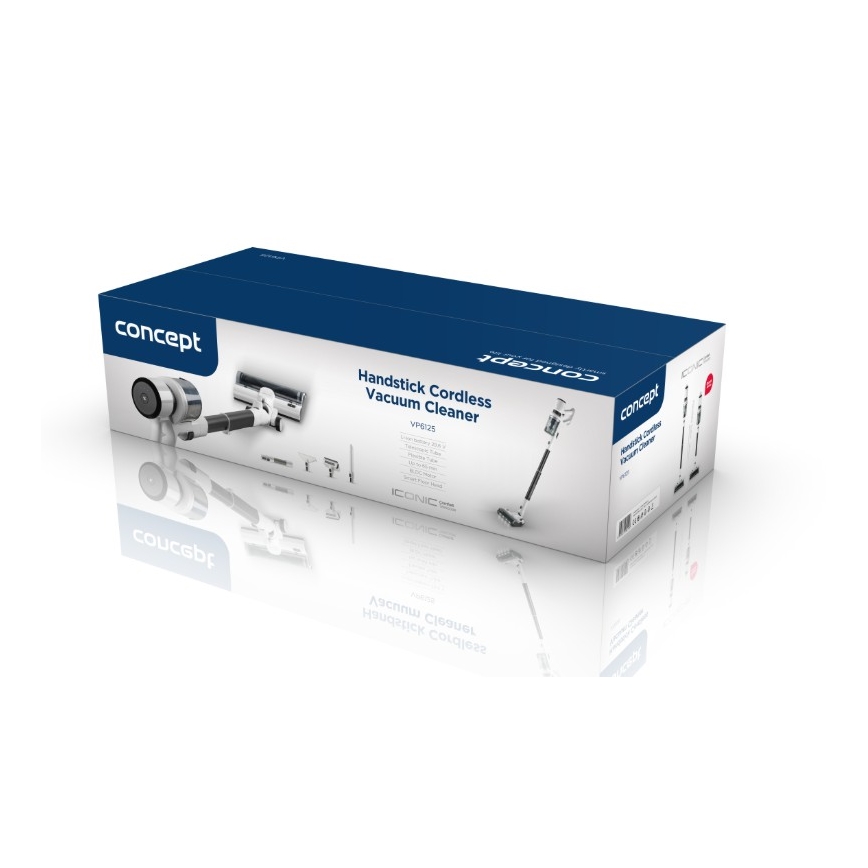 Concept VP6125 - 2-in-1 steel- en handstofzuiger ICONIC Comfort Telescope 400W/29,6V 2000 mAh wit