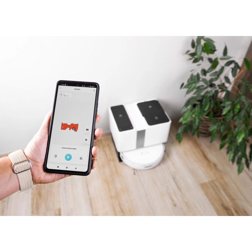 Concept VR4050 - Slimme 2-in-1 robotstofzuiger met dweil OPTIMUS AQUA PRO LASER 3D 600W/230V 5200 mAh Wi-Fi wit