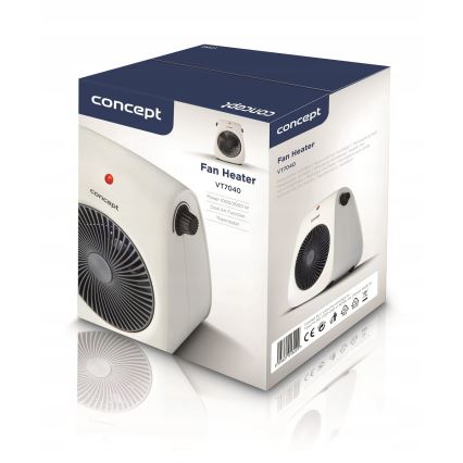 Concept vt7040 - Ventilator met verwarmingselement 1000/2000W/230V wit