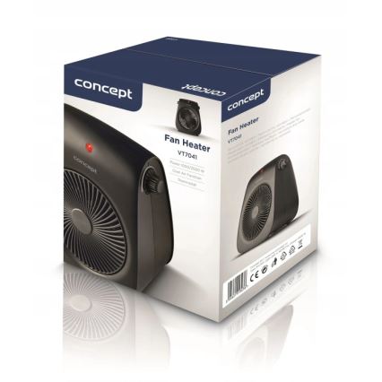 Concept vt7041 - Ventilator met verwarmingselement 1000/2000W/230V zwart