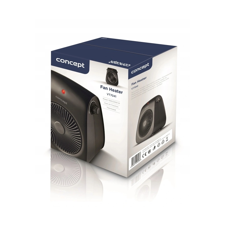 Concept vt7041 - Ventilator met verwarmingselement 1000/2000W/230V zwart