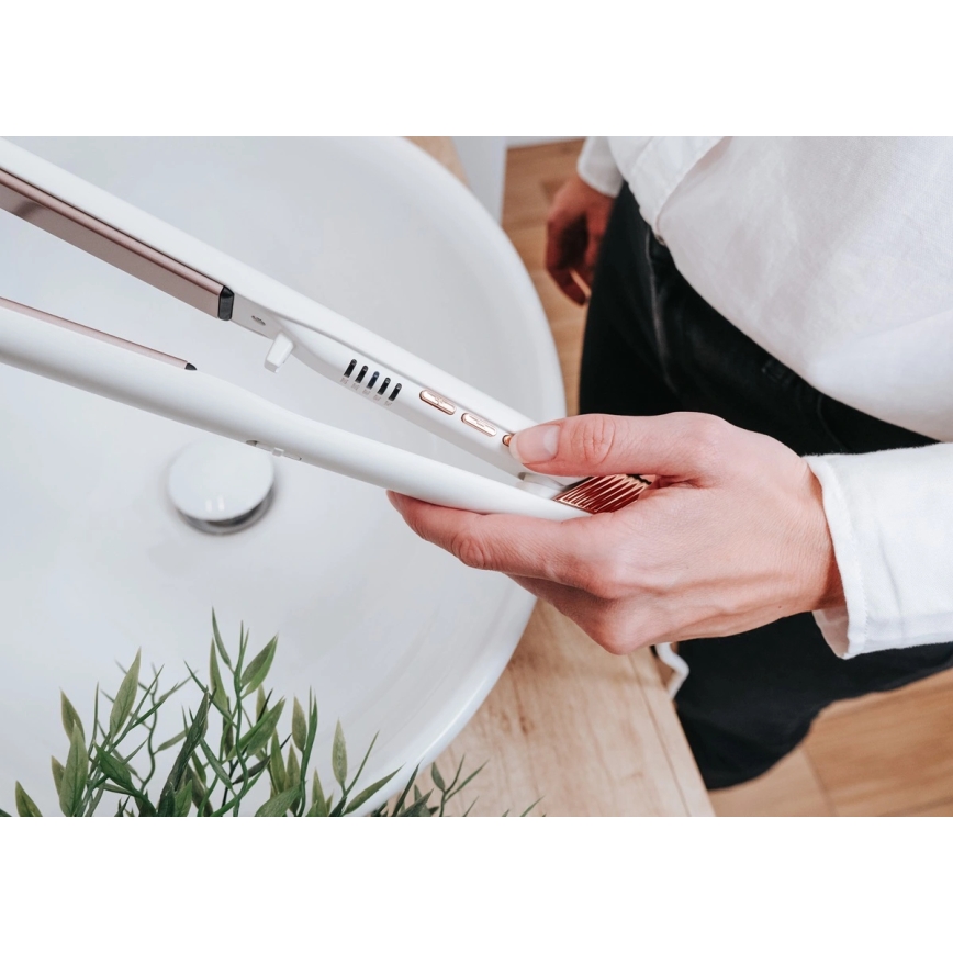 Concept VZ2110 - Stijltang GLAM STYLE 48W/230V wit/roségoud