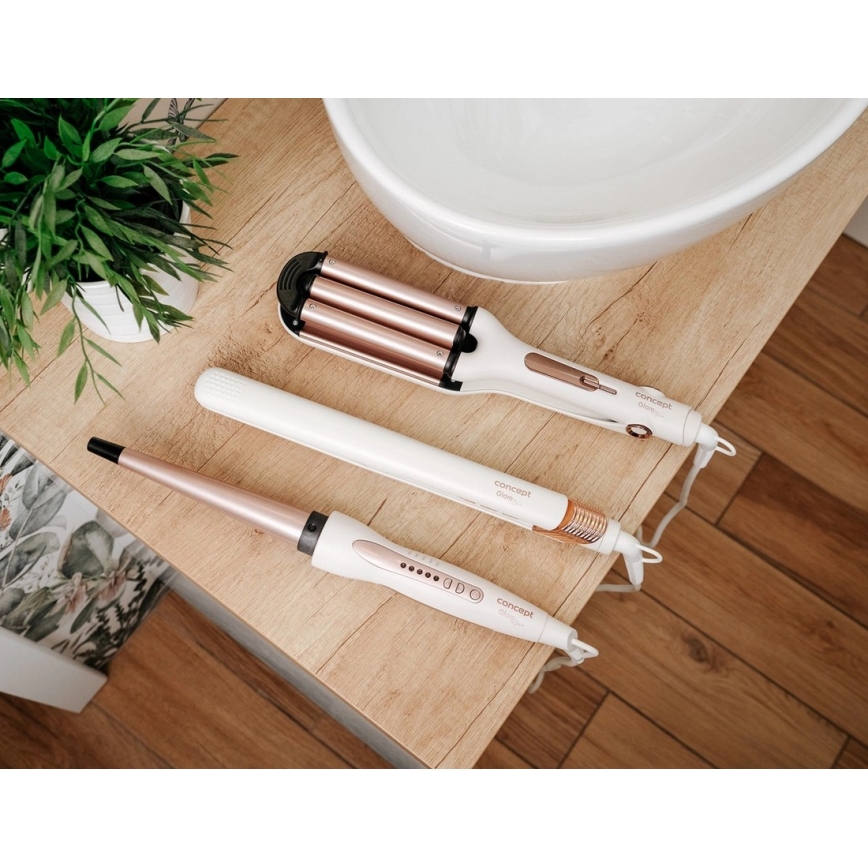 Concept VZ2110 - Stijltang GLAM STYLE 48W/230V wit/roségoud