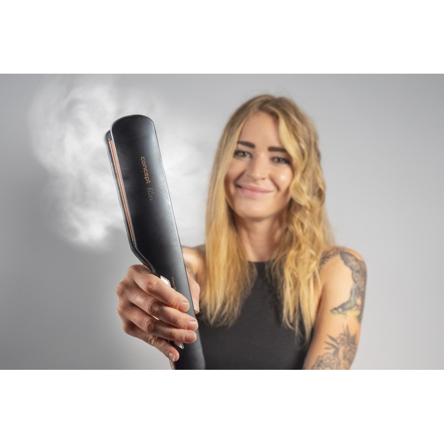 Concept VZ6010 - Stoom stijltang met LED-display ELITE STEAM BOOST 54W/230V zwart