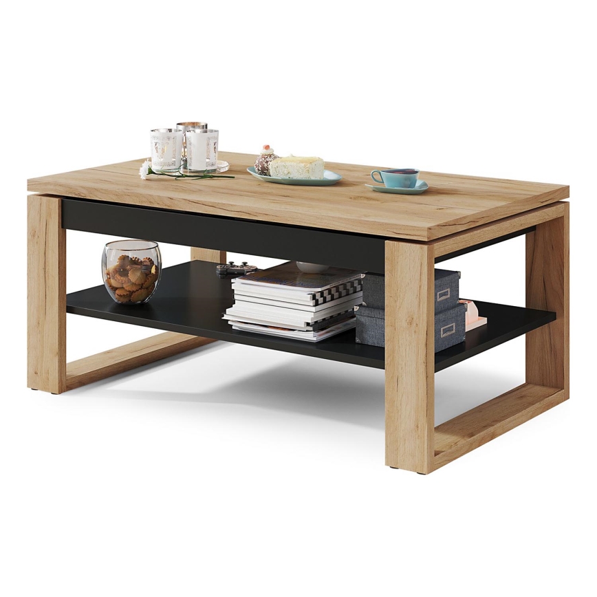 Conferentietafel met hefblad en plank NEA eiken craft/zwart