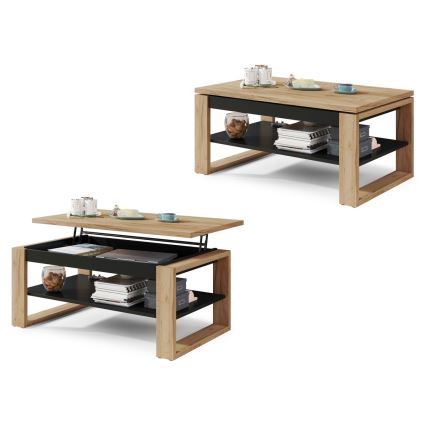 Conferentietafel met hefblad en plank NEA eiken craft/zwart
