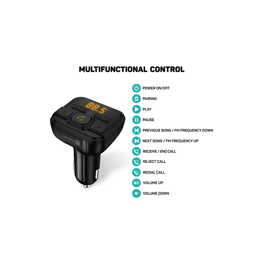 CONNECT IT CCC-8600-BK - FM-autozender met handsfreefunctie zwart