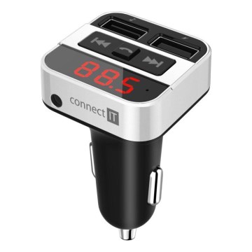 CONNECT IT CCC-8800-SL - FM-autozender met handsfreefunctie zwart/zilver