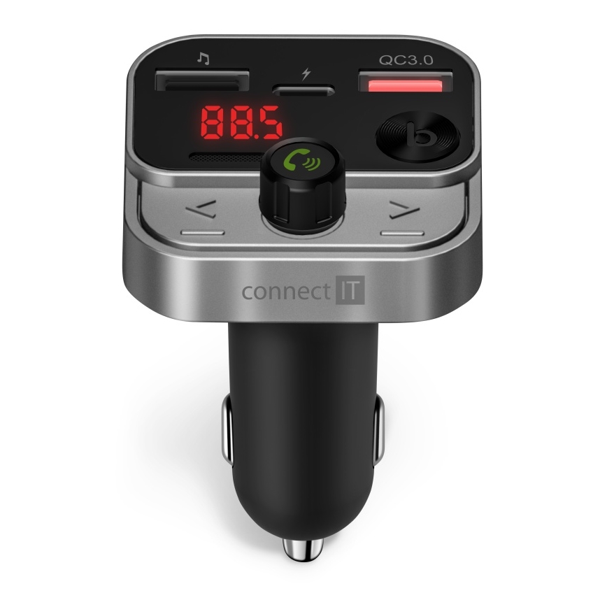 CONNECT IT CCC-8900-AN - FM-autozender met handsfreefunctie zwart/zilver