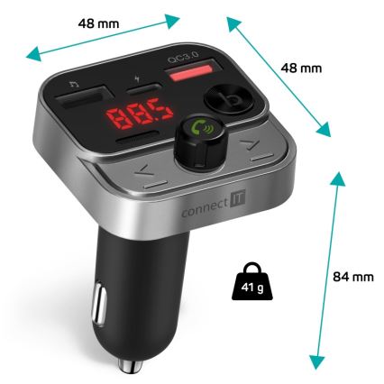 CONNECT IT CCC-8900-AN - FM-autozender met handsfreefunctie zwart/zilver