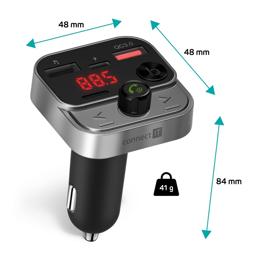 CONNECT IT CCC-8900-AN - FM-autozender met handsfreefunctie zwart/zilver