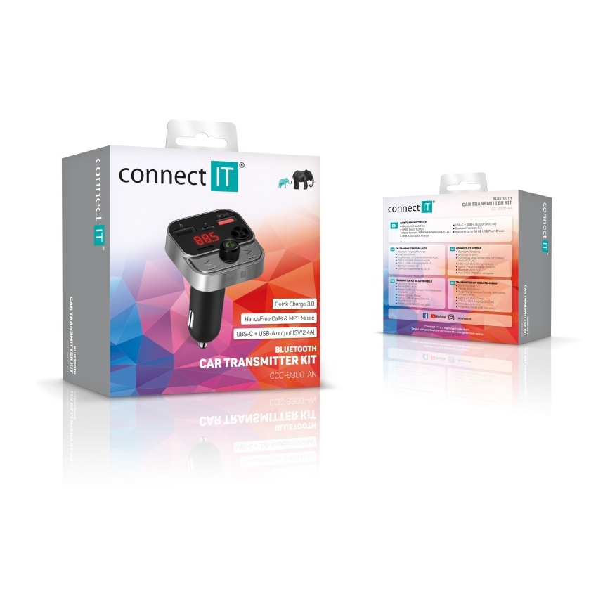 CONNECT IT CCC-8900-AN - FM-autozender met handsfreefunctie zwart/zilver