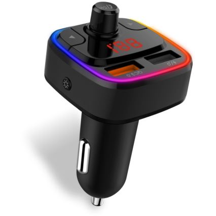 CONNECT IT CCC-9090-BK - LED RGB FM-autozender met handsfreefunctie zwart