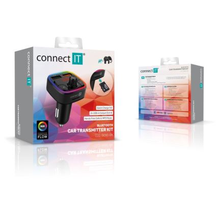 CONNECT IT CCC-9090-BK - LED RGB FM-autozender met handsfreefunctie zwart