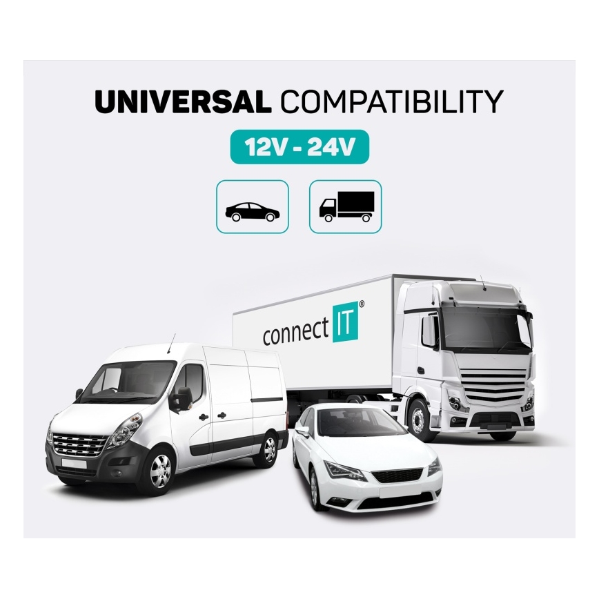 CONNECT IT CCC-9090-SL - LED RGB FM-autozender met handsfreefunctie zwart/zilver