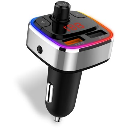 CONNECT IT CCC-9090-SL - LED RGB FM-autozender met handsfreefunctie zwart/zilver