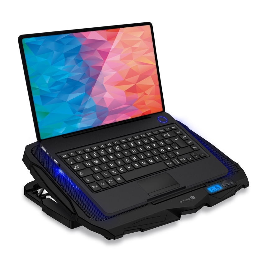 CONNECT IT CCP-2200-BK - Koelpad voor laptop 4x ventilator 2xUSB zwart//blauw