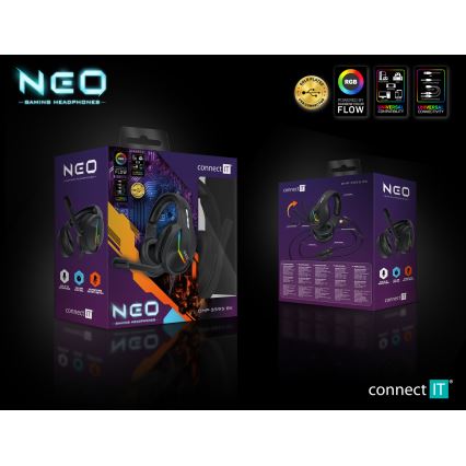 CONNECT IT CHP-3595-BK - LED RGB Bedrade gaming-koptelefoons met een microfoon zwart
