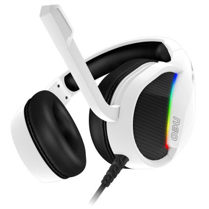 CONNECT IT CHP-3595-WH - LED RGB Bedrade gaming-koptelefoons met een microfoon wit/zwart