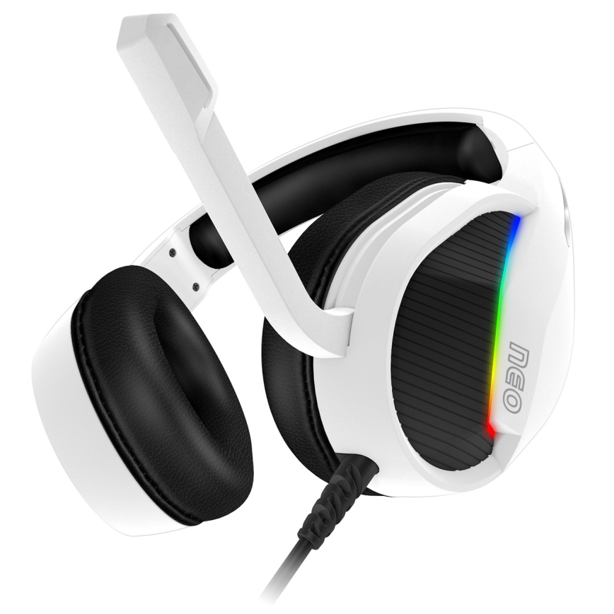 CONNECT IT CHP-3595-WH - LED RGB Bedrade gaming-koptelefoons met een microfoon wit/zwart