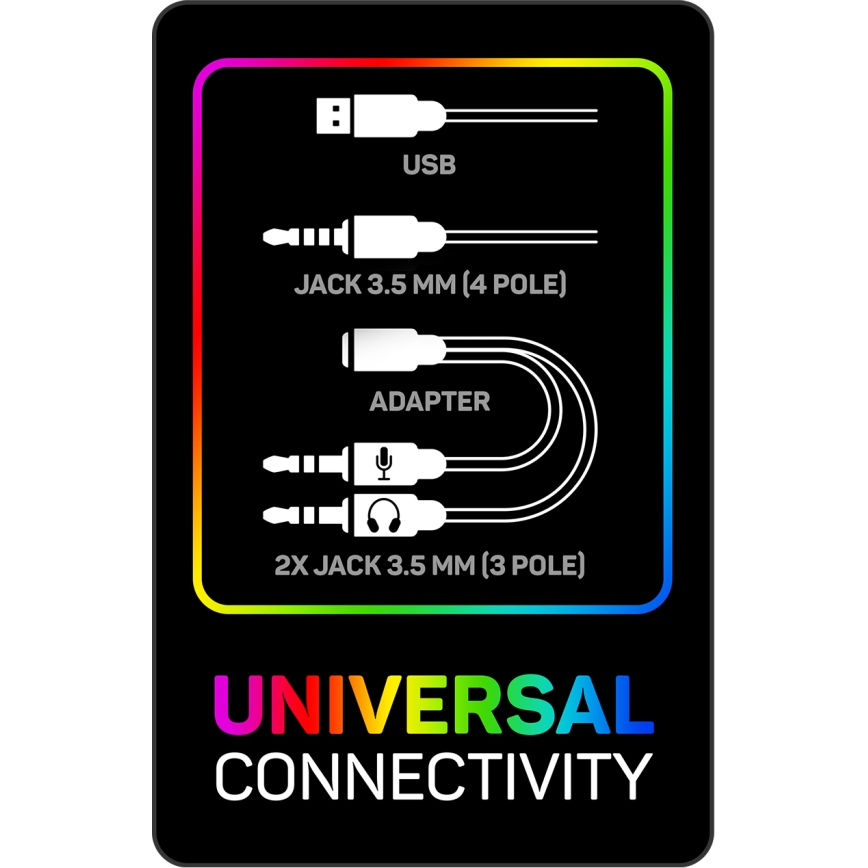 CONNECT IT CHP-3595-WH - LED RGB Bedrade gaming-koptelefoons met een microfoon wit/zwart